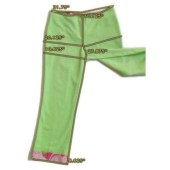 Lilly Pulitzer Green Stretch Pants Size 8 Floral Cuffs Stretchy 90's Retro - Picture 7 of 11